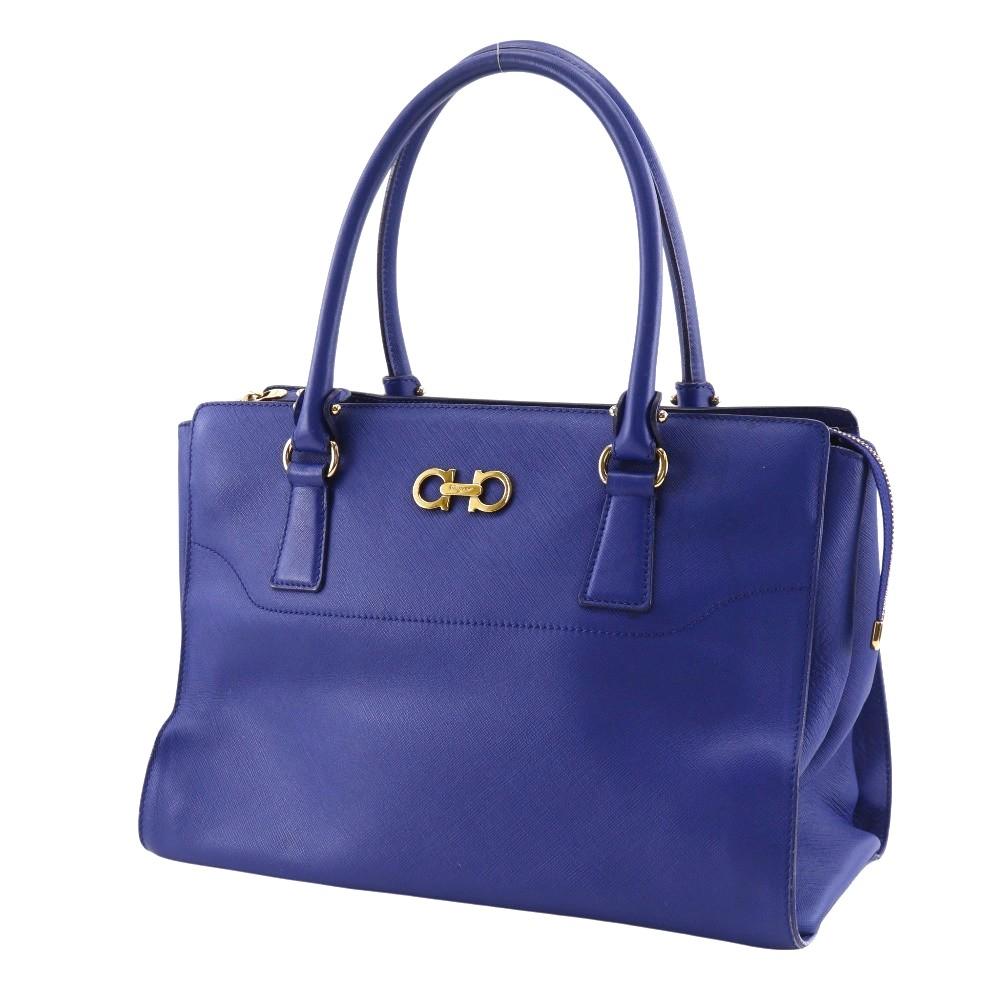 Salvatore Ferragamo Gancini Tote Bag GG-21F271 Blue leather Women Used