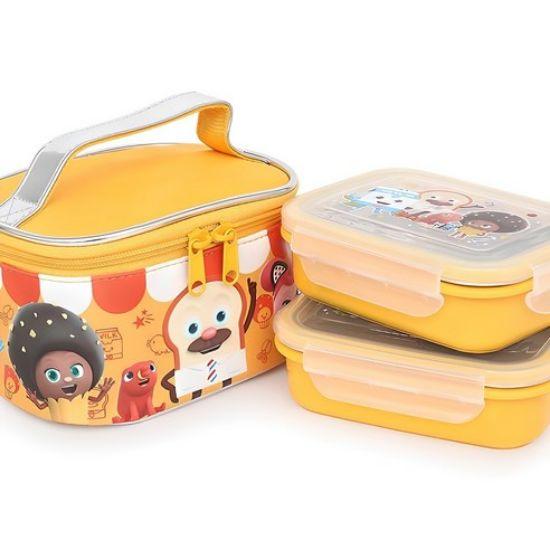 Bread Barbershop Kids Stainless Steel 2-Tier Lunch Box with Bag Set Bread