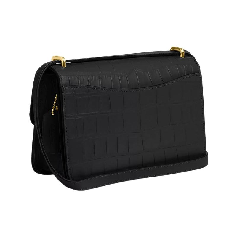 COACH Morgan 25 plaque logo cow leather shoulder crossbody bag medium women's black