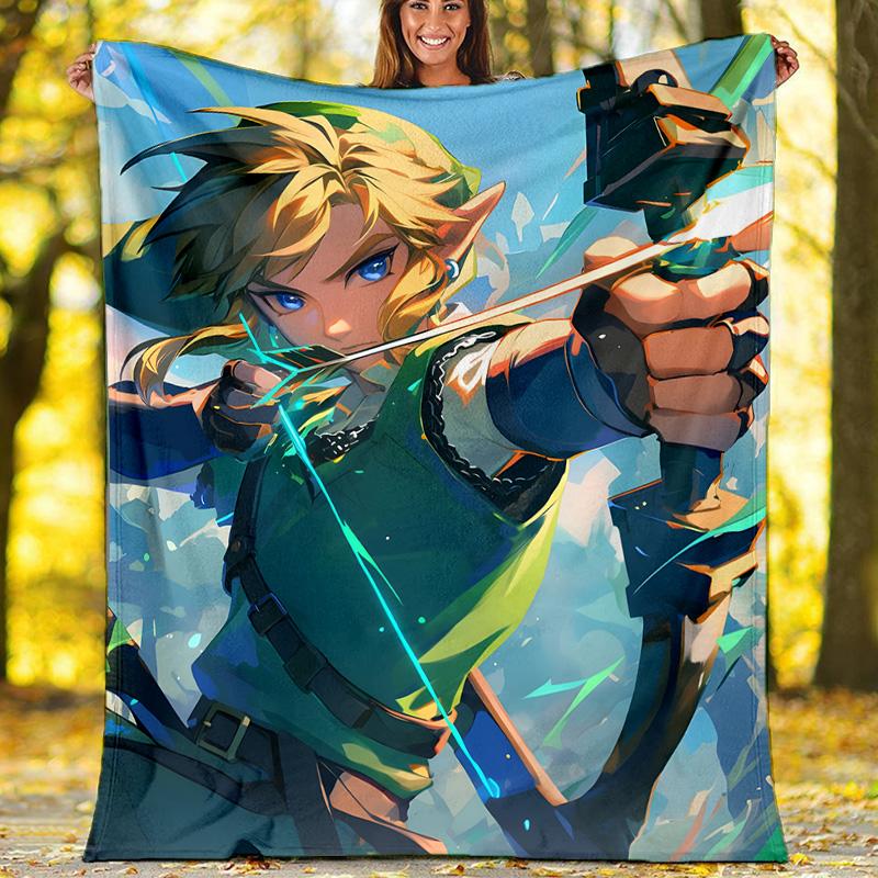 1pc Game Zelda Theme Blanket - Digital Print, Polyester, Cozy for All Seasons, Perfect for Outdoor, and Travel