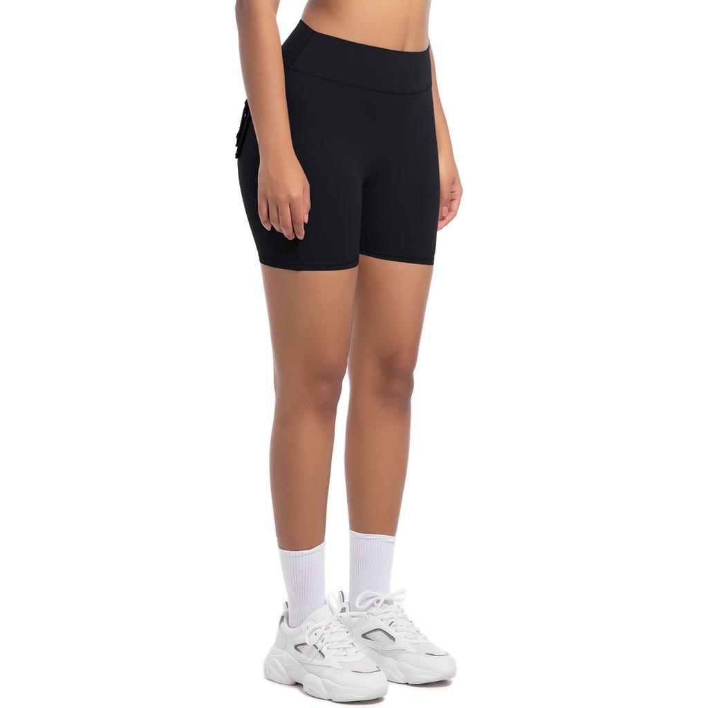 New Peach Hip Workwear Tight Shorts For Women, High Waisted Elastic Hip Lifting Button Yoga Pants, Quick Drying Running And Fitness Pants