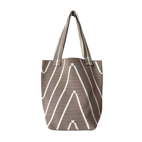 

Женская сумка через плечо с волнистой плетеной текстурой, контрастного цвета, большая вместимость, открытый дизайн хаки