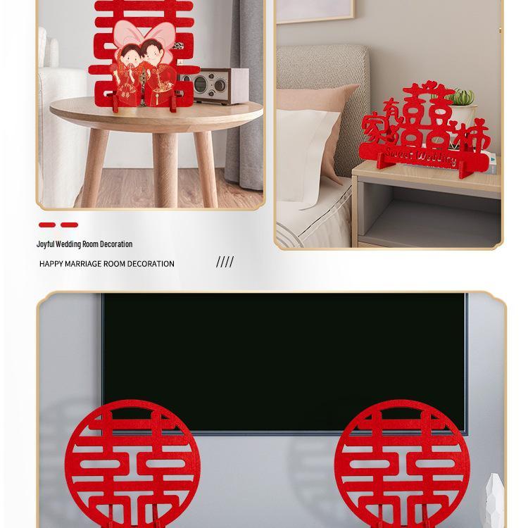 Handmade 3D Double Happiness Tabletop Ornament for Wedding or Engagement Décor