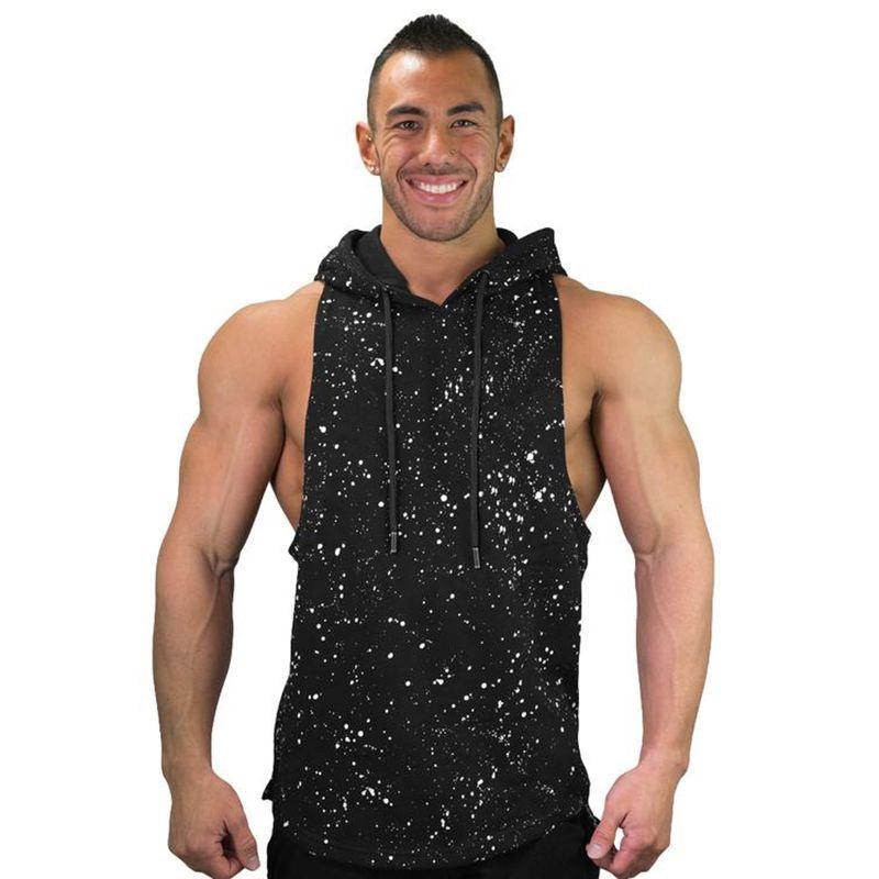 Gym Clothing Men Bodybuilding Stringer Hoodie Tank Top Muscle Shirt New Tee