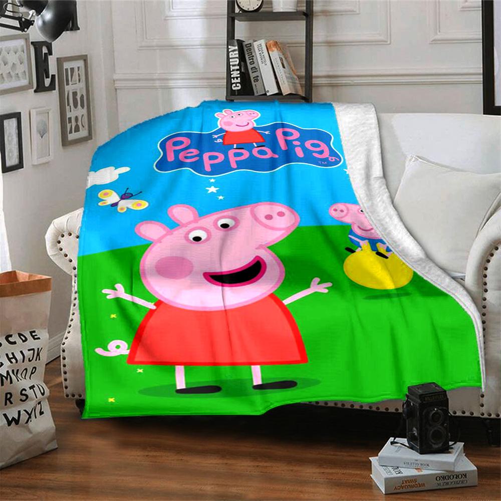 Pig Peppa Print Flannel Blanket High Quality Warm Comfortable Cover for All Seasons Perfect for Gifts Home Decor