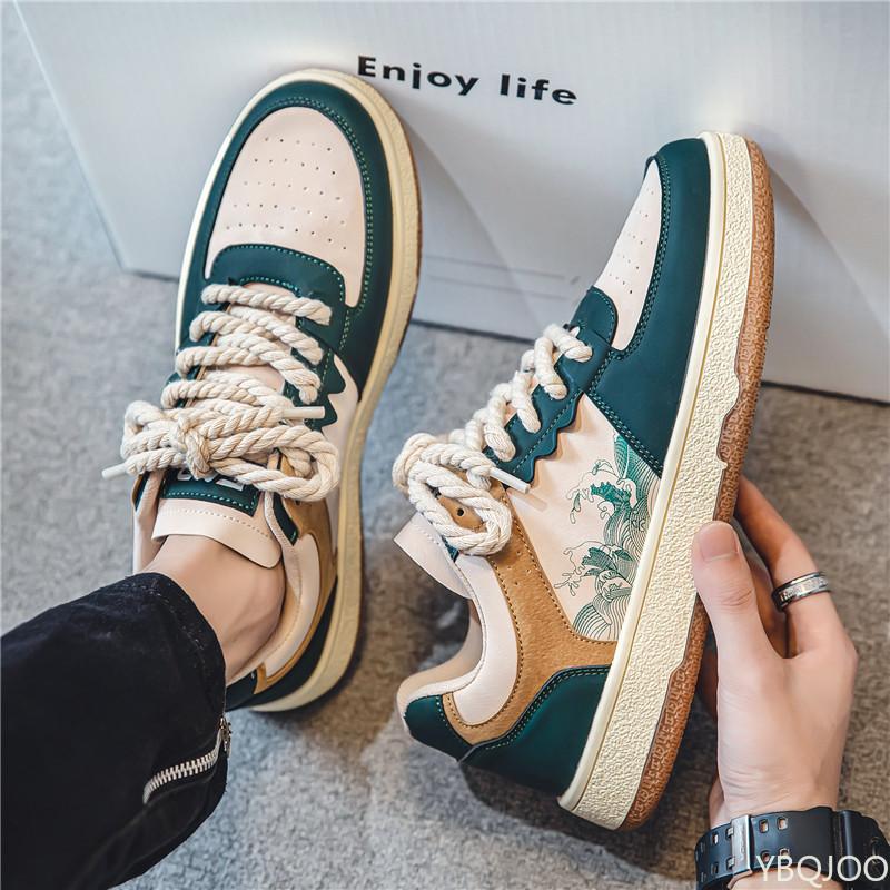 Mode Herren Retro Kontrastschuhe Atmungsaktive vielseitige Sneaker Lässiger dicksohliger weißer Schuh Outdoor rutschfest Herrenschuhe Zapatos