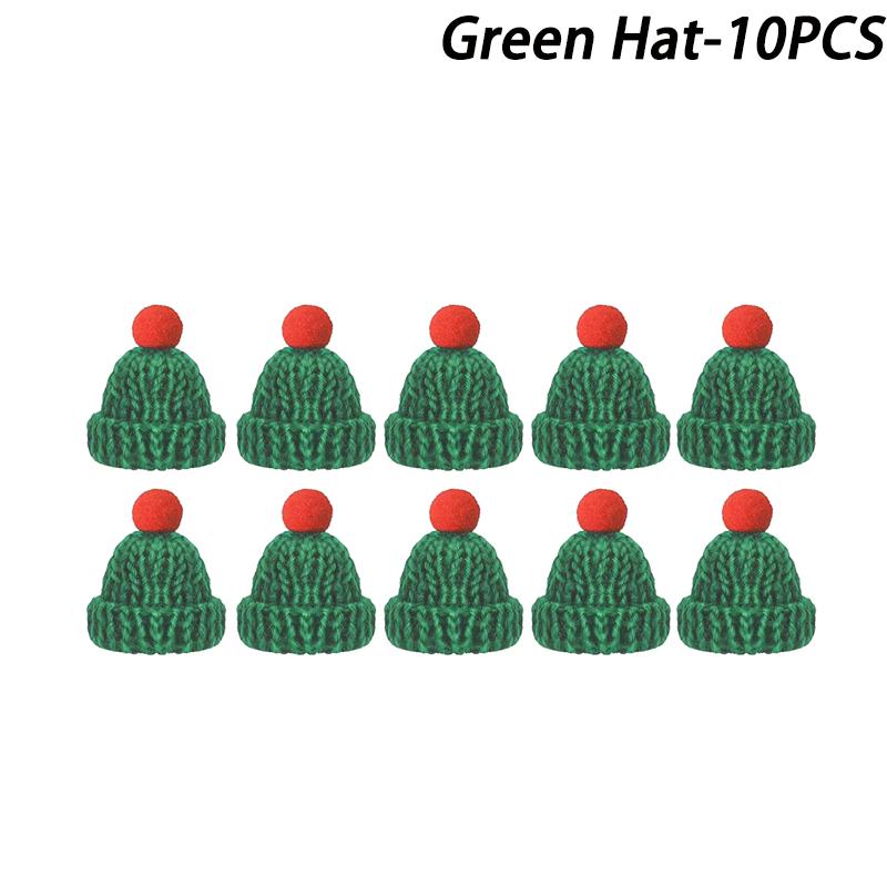 Mini Christmas Hat Mini Scarf Red Green Christmas Color Hanging Finger Hat Lollipop Bottle DIY Christmas Party Decoration