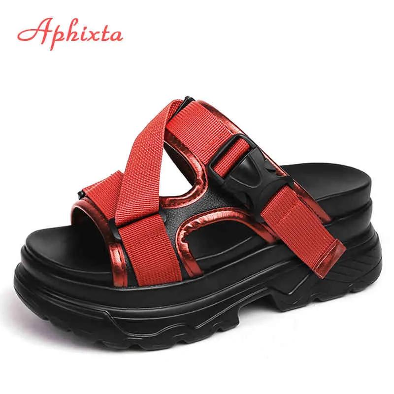 Aphixta Platform Shoes Women Sandals Wedge Heels Shoes Height Increaming Women Buckle Thick Soled Beach Sandals Woman Sandal K78