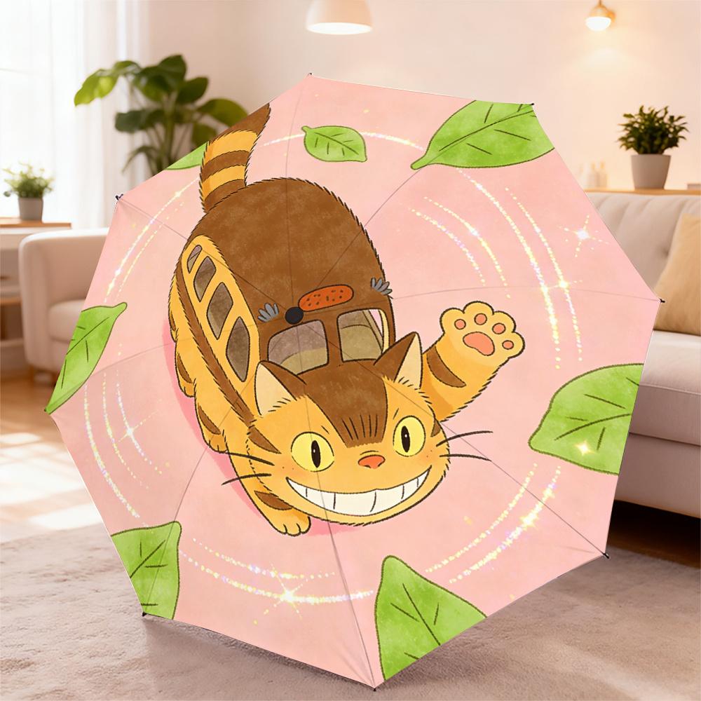 

1 Automatic Open/Close Folding Umbrella with Cute Anime Dance (Longmao) Design, Compact Portable Canopy Suitable for Outdoor T (as the picture,Iron&8K)
