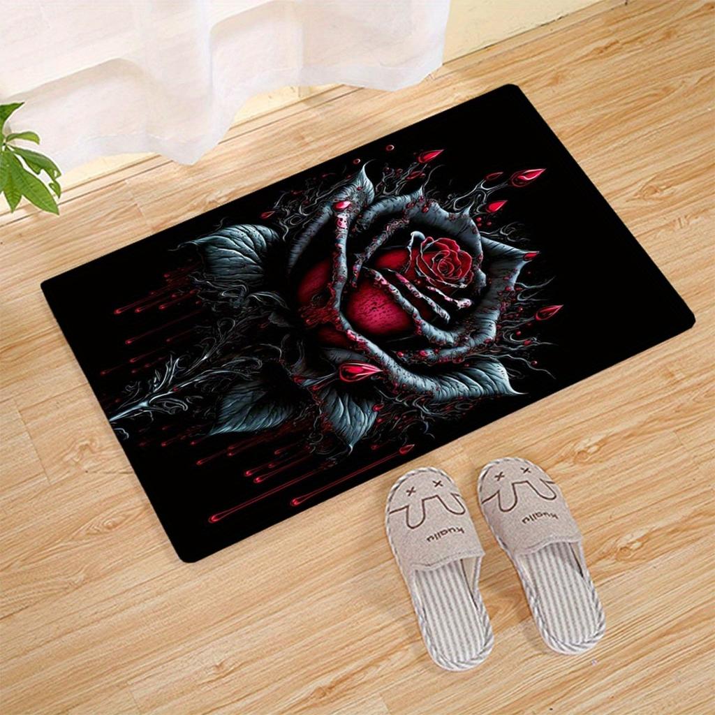 1PC Rose Arts Pattern Living Room Rugs Kitchen Rugs Non-Slip Home Door Mats Pop Arts Bath Mat Carpet for Home Sink Laundry Decor