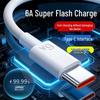 120W Type-C Super Fast Charging Cable, 6A Compatible with Huawei, Honor, Vivo, Meizu.