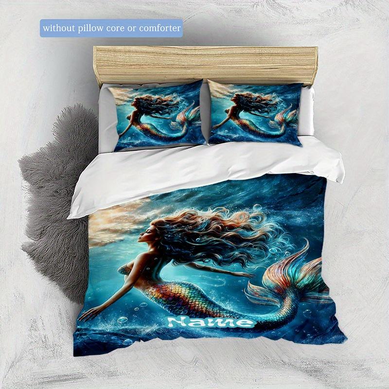 Mermaidofthedeepsea Customize Your Name Duvet Coversoftbedding Set For Bedroom Guest Room And Dorm Decoration Threepiece Set Includes 1 Duvet Cover 2