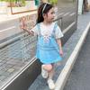 Girls Summer Korean Princess Dress with Fake Layered Suspender Design