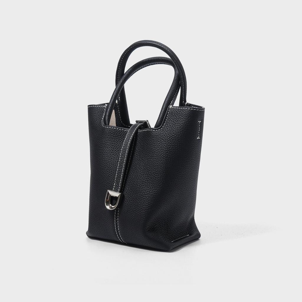 Vegetable Basket Bag Genuine Leather Crossbody Bag Fashionable Versatile and High-end Single-shoulder Bucket Bag