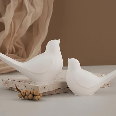 Minimalist Ceramic Bird Figurines Abstract White Bird Home Decor for Living Room - Romantic Valentine's Day Color Customization