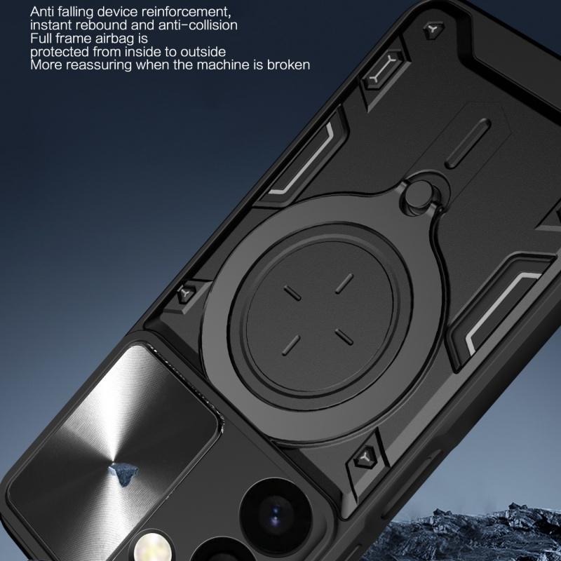 Luxury Shockproof Case For Samsung Galaxy S25 S24 Note 20 Plus Ultra Slide Lens Protector Multi Function Hard Armor Case Funda