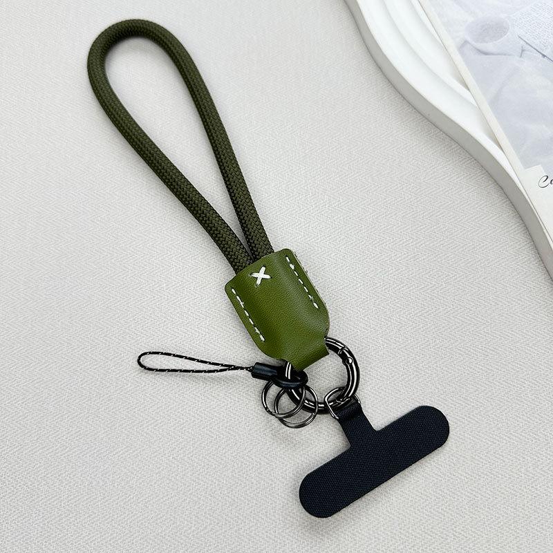 Premium Braided Lanyard With Leather Accent, Nylon Wrist Strap, Outdoor Anti-Lost Keychain, Secure Phone Tether With Clip Decora