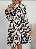 Autumn and winter new casual fashion floral printing long-sleeved stand-up collar dress women's clothing