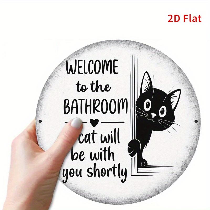 Cat Duo in Bathroom  D Metal Plaque Art for Home Office Bedroom Cafe Garage Decor  Perfect Holiday Gift