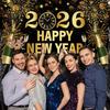 Large New Years Eve 2026 Banner, Black and Gold 2026 Happy New Year Banner, NYE Festive Party Decoration for Friends, Indoor, Outdoor, Wall Decor,