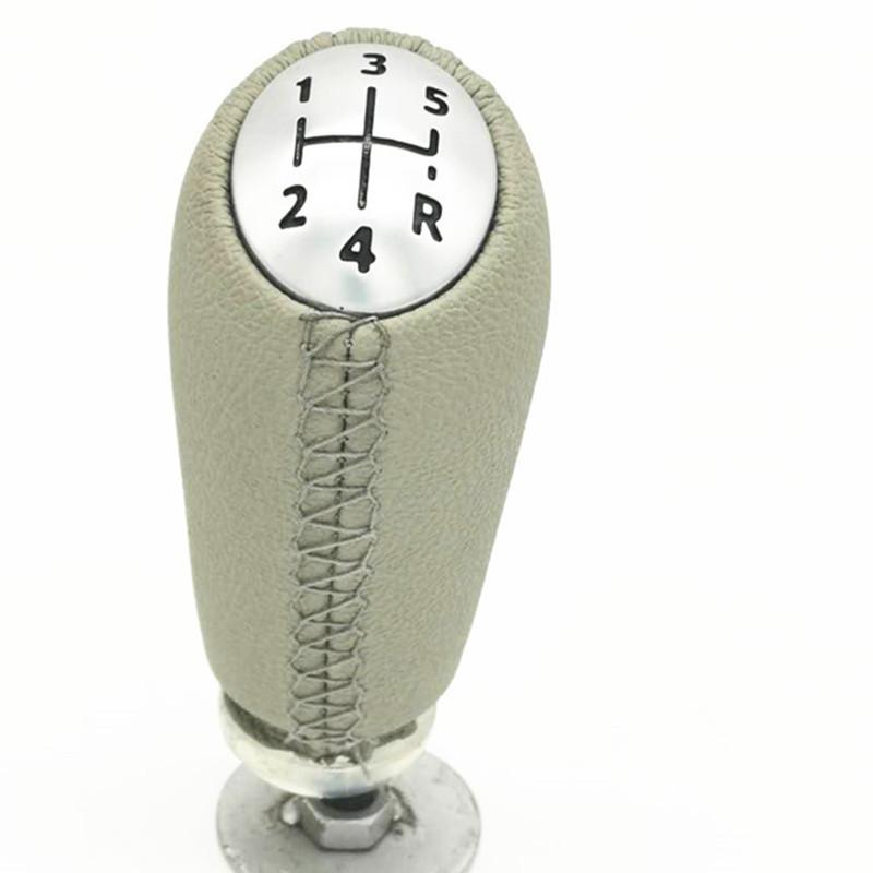 5Speed Leather MT Gear Shift Knob for Renault Megane II MK2 Scenic 2 Clio 3 III MK3 GearShifter Pen Head Ball Black Gray Beige