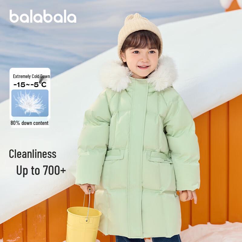 Длинная утепленная пуховая куртка с капюшоном для девочек Balabala 120
