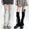 Y2K Harajuku Leg Stockings Black White Grey Gothic Lolita Over Knee High Sock Lolita Over Knee Leg Cuffs Punk Lolita Flared Sock