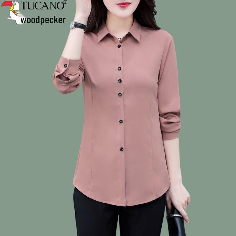 

Woodpecker Women s Slimming Long Sleeve Shirt - 2025 Spring/Autumn Style for Middle-Aged Mothers 2XL for 115–130 lbs