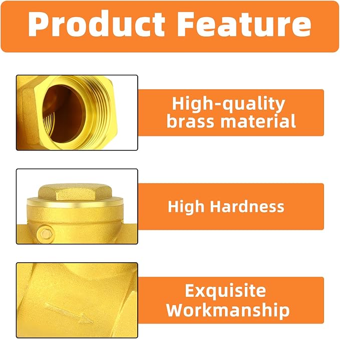 

1 Inch BSPP Swing Check Valve Prevent Water Backflow Golden DN25/15/20/32/40/50 Brass Meter with Single Acting Drain Baffle DN15