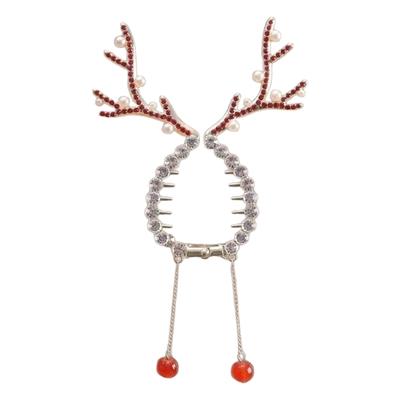 Holiday Deer Antlers Hairpin For Christmas Party Decoration Durable Hair Clip For Updos And Ponytails