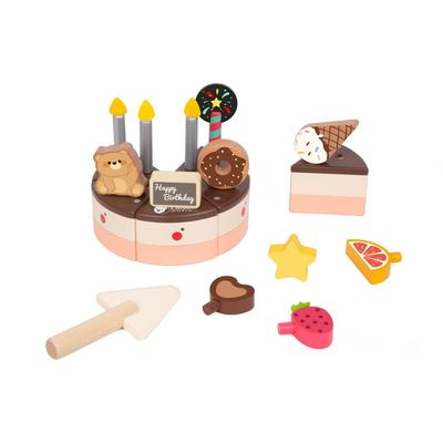Classic World Chocolate Cake Wooden Toy Dessert Sweets Puzzle Pretend Play Wooden Puzzle Wooden Educational Toy for Boys and Girls Ages 2, 3, 4, Birth