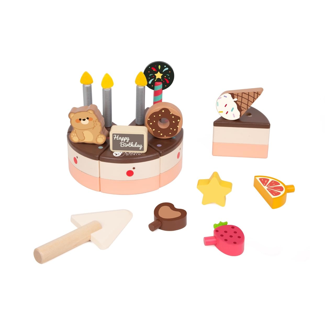 

Classic World Chocolate Cake Wooden Toy Dessert Sweets Puzzle Pretend Play Wooden Puzzle Wooden Educational Toy for Boys and Girls Ages 2, 3, 4, Birth