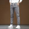 New Men's High-end and Comfortable Casual Pants for Men's Youth Spring Straight-length Lace-up Elastic Trousers