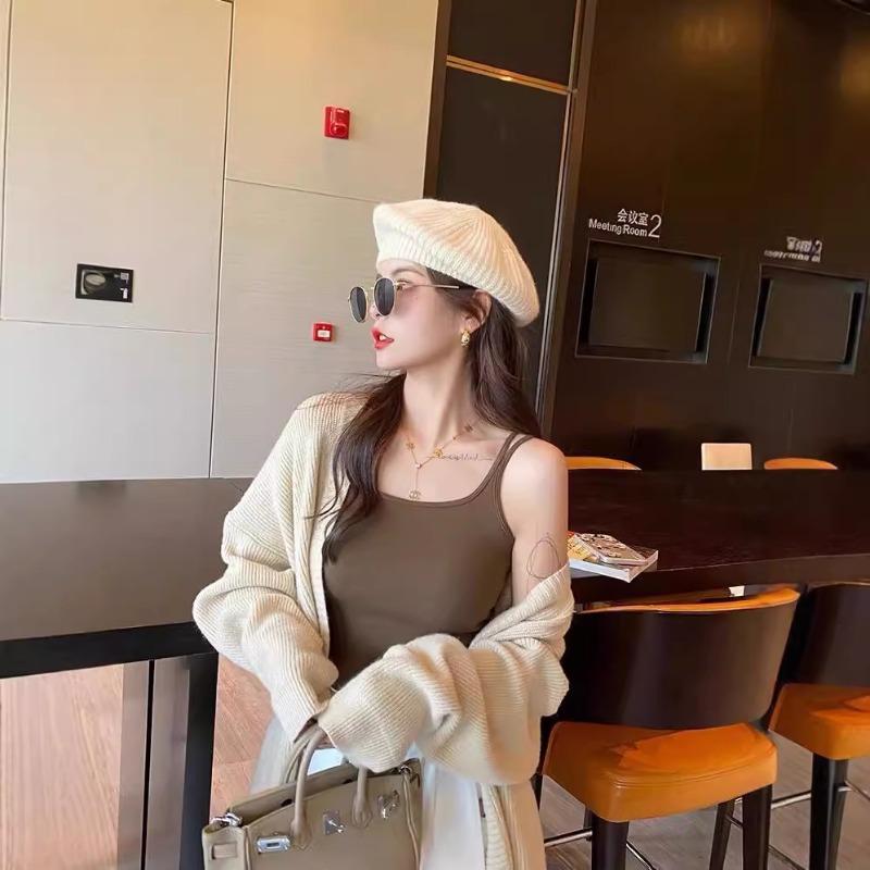 Autumn and Winter Cashmere Pulled Hair with Chest Pad Thin Shoulder Strap Thermal Vest High Stretch To Slimming Inside and Outside Wearing Suspenders