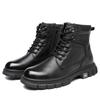 First layer cowhide Martin boots men's trendy tooling leather winter velvet warm leather boots men's casual high-top men's shoes