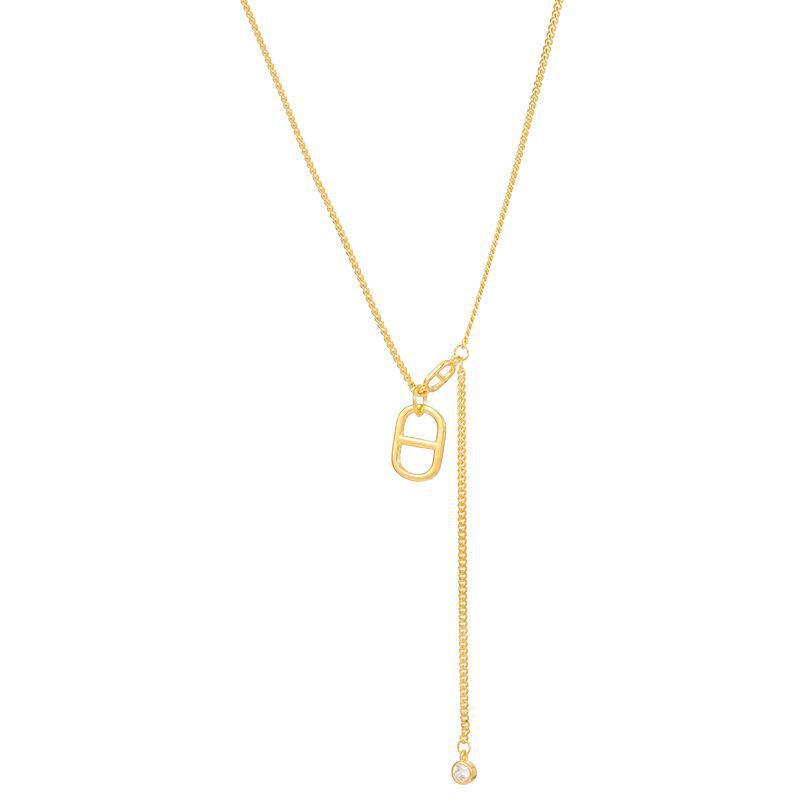 Banyan Tree S925 Silver Zircon Pig Nose Necklace with Tassel Clavicle Chain - Trendy Female Niche Design