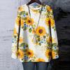 Women's Floral Print Round Neck Long Sleeved T-shirt Sweatshirt Top