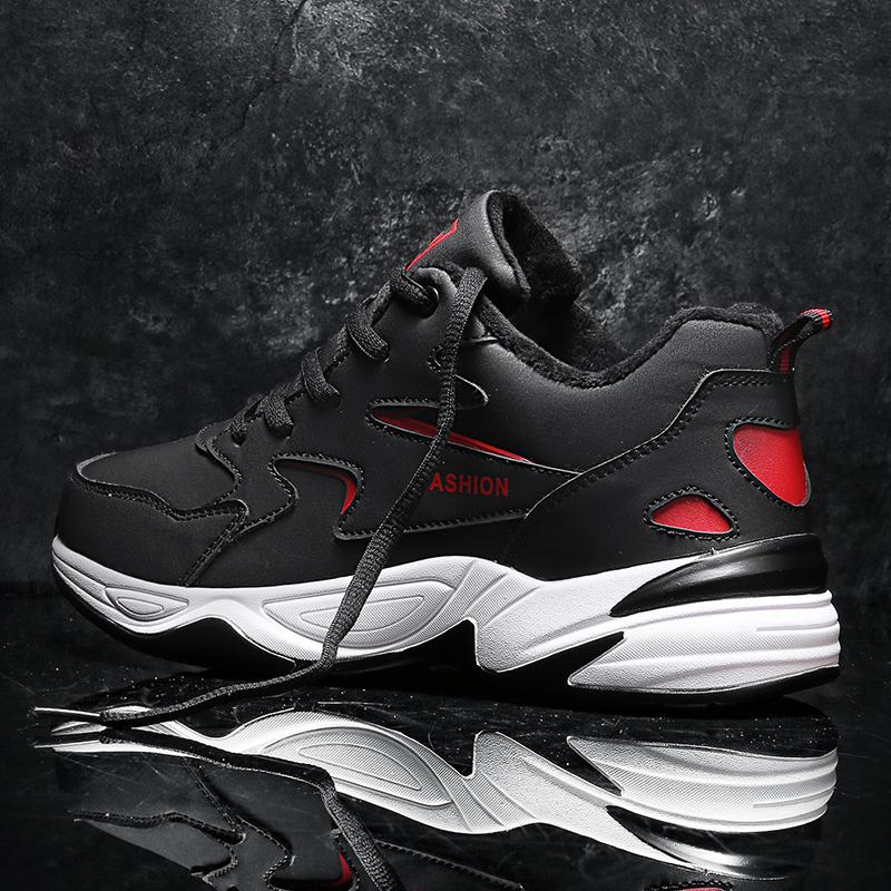 

Мужские зимние ботинки Мужские зимние ботинки Зимние теплые кожаные водонепроницаемые мужские кроссовки Дышащие походные ботинки Рабочая обувь 47 красный/чёрный