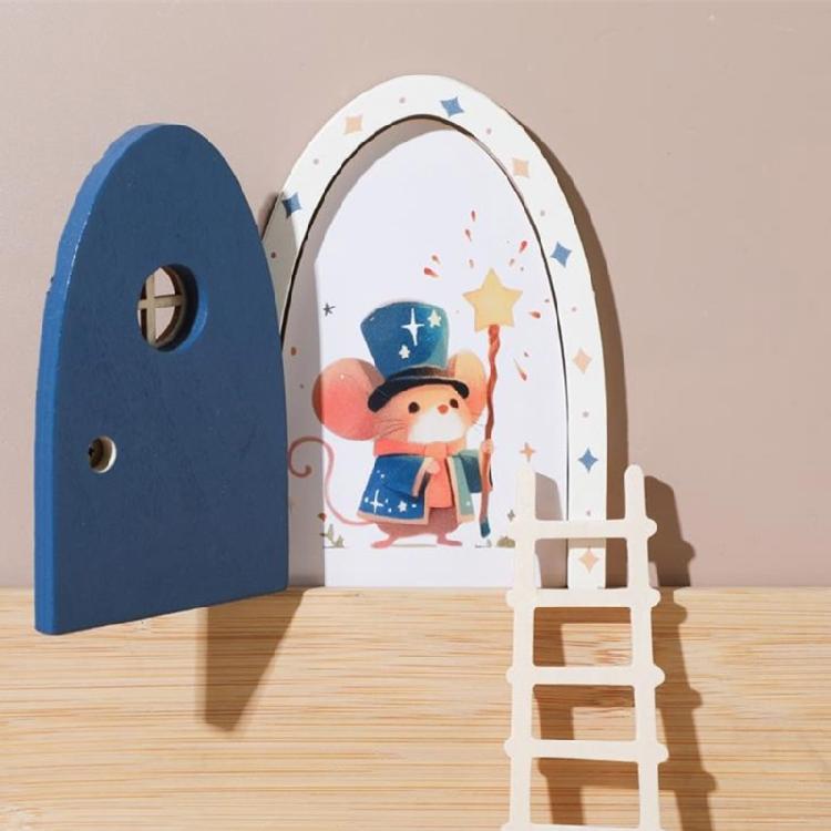 Easy Assemble Miniature Mouse Door Wooden Craft For Childrens Educational Toy And Home Styling