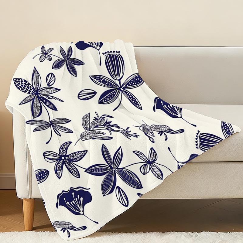 Soft Flannel Blanket Floral Collection, Breathable, Skin-Friendly, Warm & Cozy Throw for Home Leisure, Christmas & Halloween Use