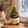 Holiday Gift Ideas for Family Simulated Crochet Christmas Potted Decor, Knitted Mini Artificial Tree Flower Handmade Crocheted Yarn Flowers Ornament,