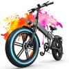TODIMART 20" Folding Electric Bike, 250W/48V 13Ah, 65Nm Torque. 7-speed Gears, Dual Disc Brakes, Removable Battery. Ideal for Daily Commutes.