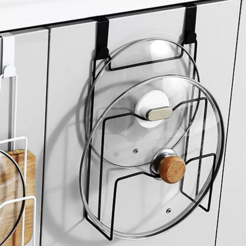 Pot Lid Holder Wall Mount Drainage Design Stylish Sturdy  Multifunctional Pot Lid Rack for Ki