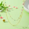 French light luxury colorful natural stone double-layer stainless steel necklace niche elegant clavicle chain