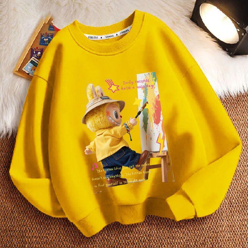 Children's Loose Round-neck Sweatshirt for Spring, Autumn and Winter, Cute Long-sleeved Loose Round-neck Coat for Boys and Girls