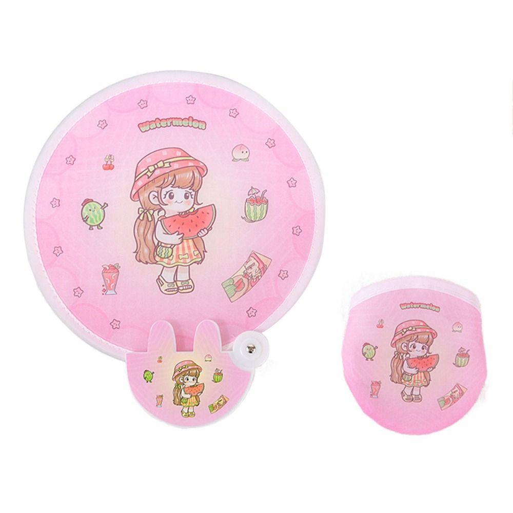 Portable Collapsible Fans Summer Round for Beach Lawn Hand Fan Kid Outdoor Folding Fans Flying Disk