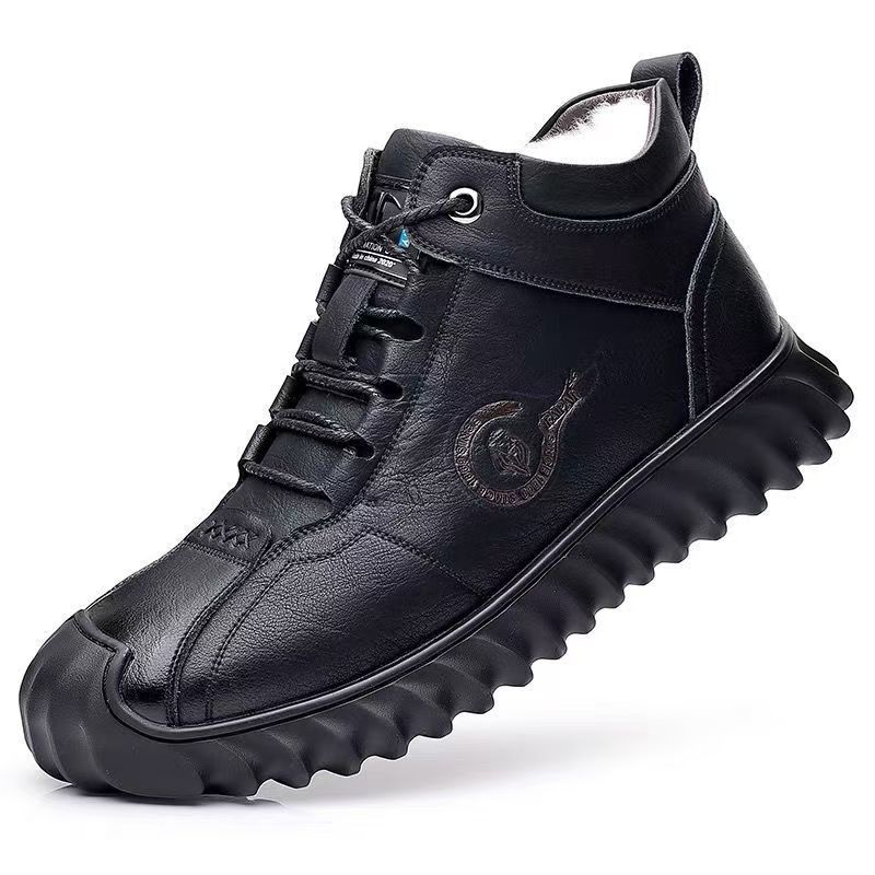 Men's Cotton Shoes Winter  Snow Resistant Work Boots Comfortable Outdoor Men's Casual Fur Ankle Boots