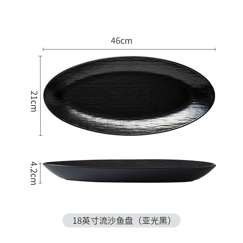 Underglaze Color Nordic Style Hotel Fish Plate Home Steamed Fish Plate Oversized Oval Commercial Tableware Creative Hotel Porcelain