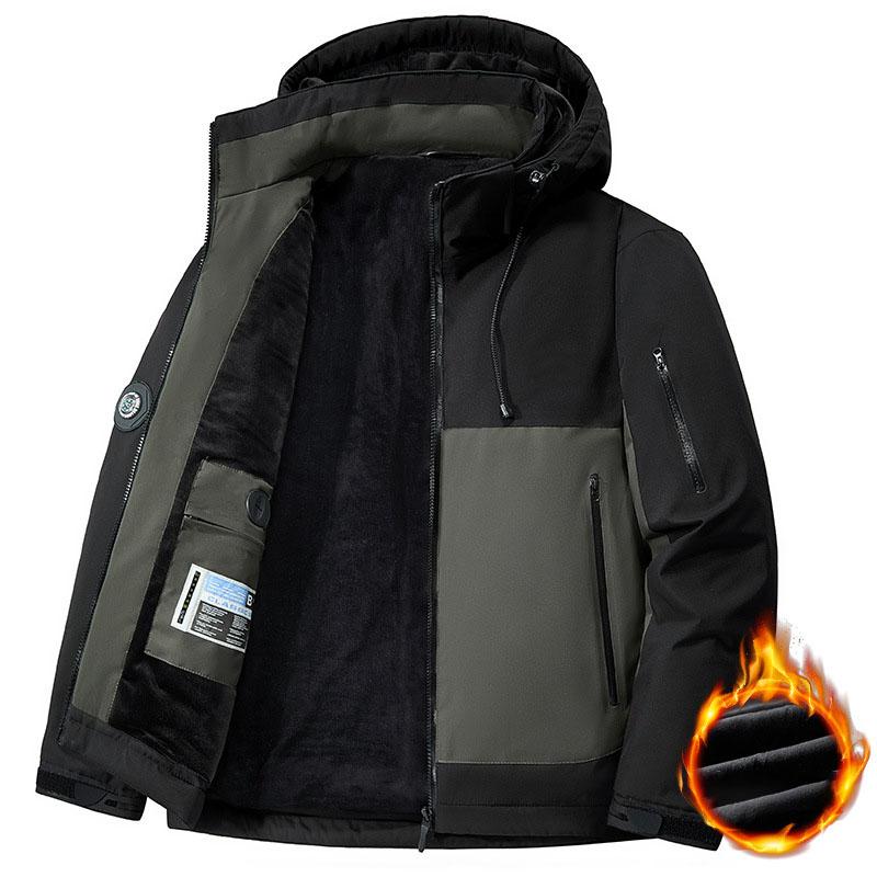 

Зимние мужские толстые ветрозащитные водонепроницаемые куртки с капюшоном мужские шерстяные подкладки зимние лыжные пальто с капюшоном мужская парка больших размеров зимняя куртка XL