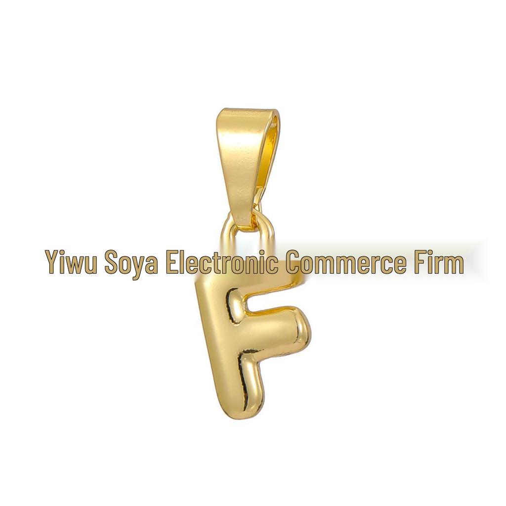 18k Gold-Plated Brass Mini Bubble Letter Pendant Necklace, DIY Personalized with 26 English Letters.